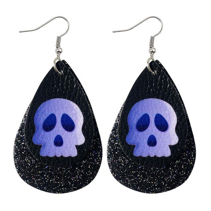 Halloween Water-drop Shaped Pu Leather Earrings