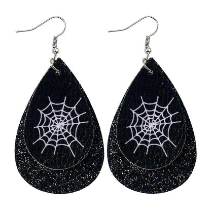 Halloween Water-drop Shaped Pu Leather Earrings