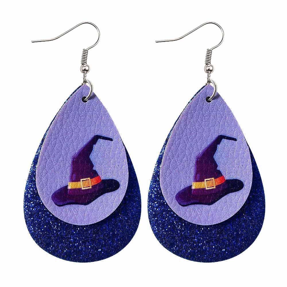 Halloween Water-drop Shaped Pu Leather Earrings