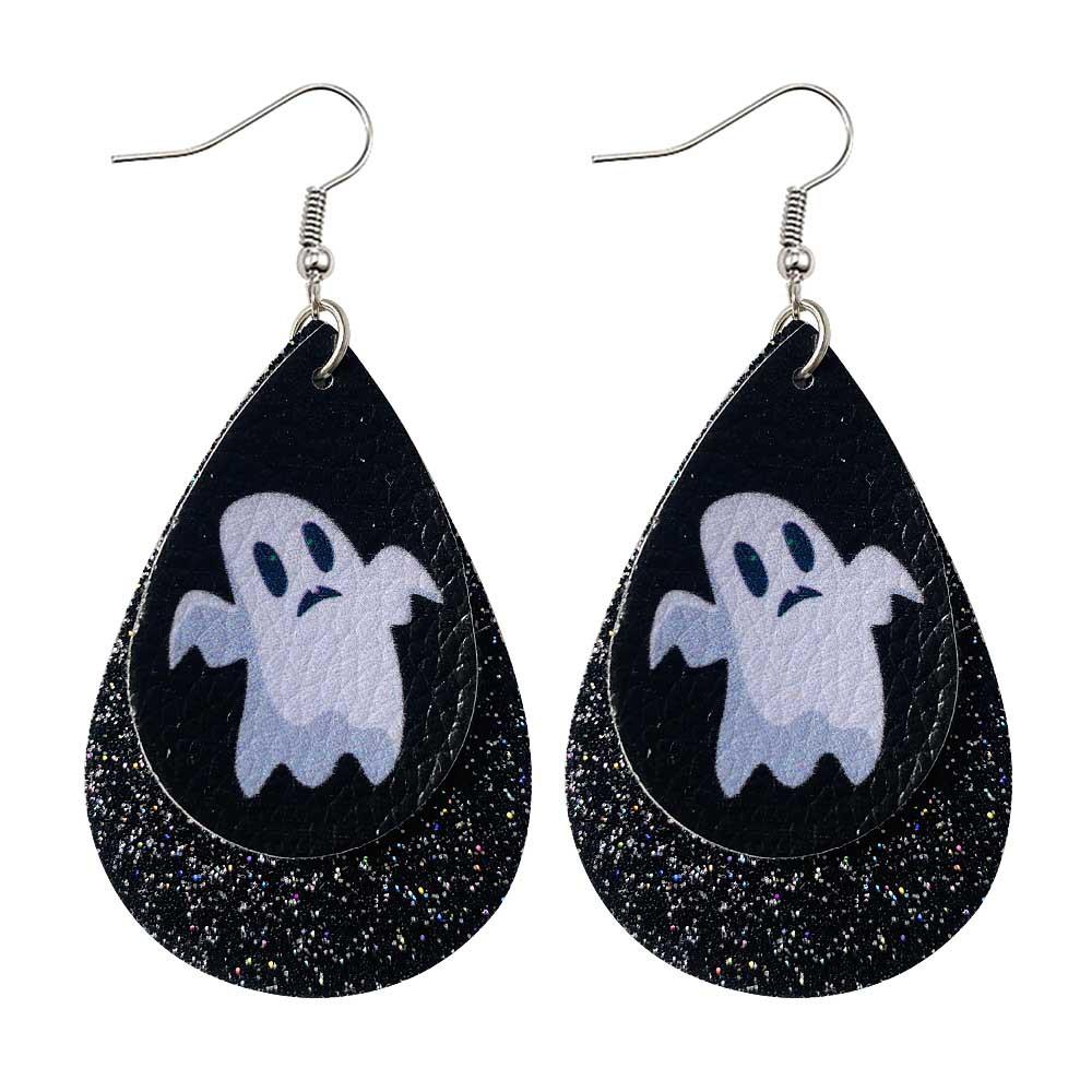 Halloween Water-drop Shaped Pu Leather Earrings