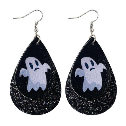 Halloween Water-drop Shaped Pu Leather Earrings
