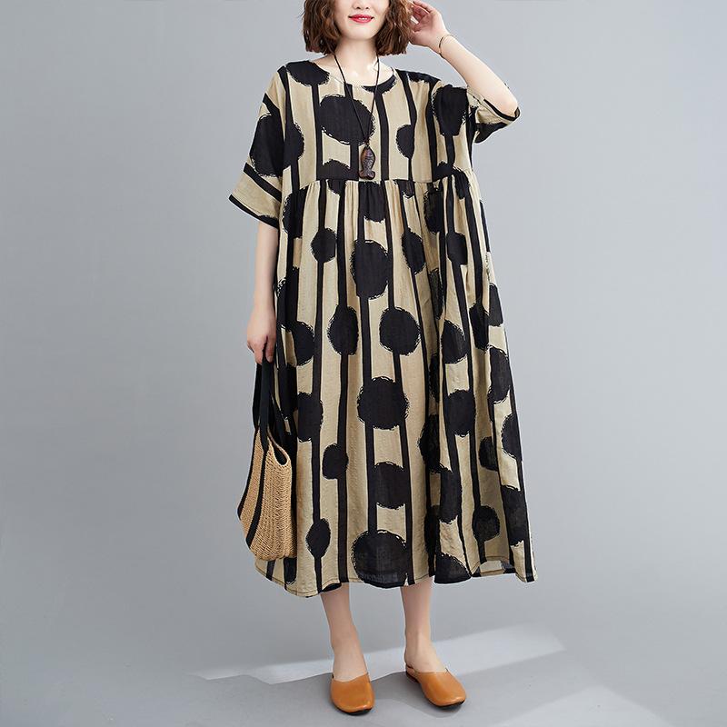 Summer Plus Sizes Floral Print Cozy Dresses-STYLEGOING