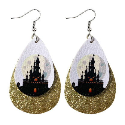 Halloween Water-drop Shaped Pu Leather Earrings