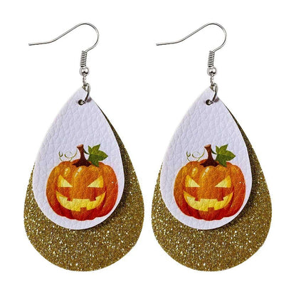 Halloween Water-drop Shaped Pu Leather Earrings