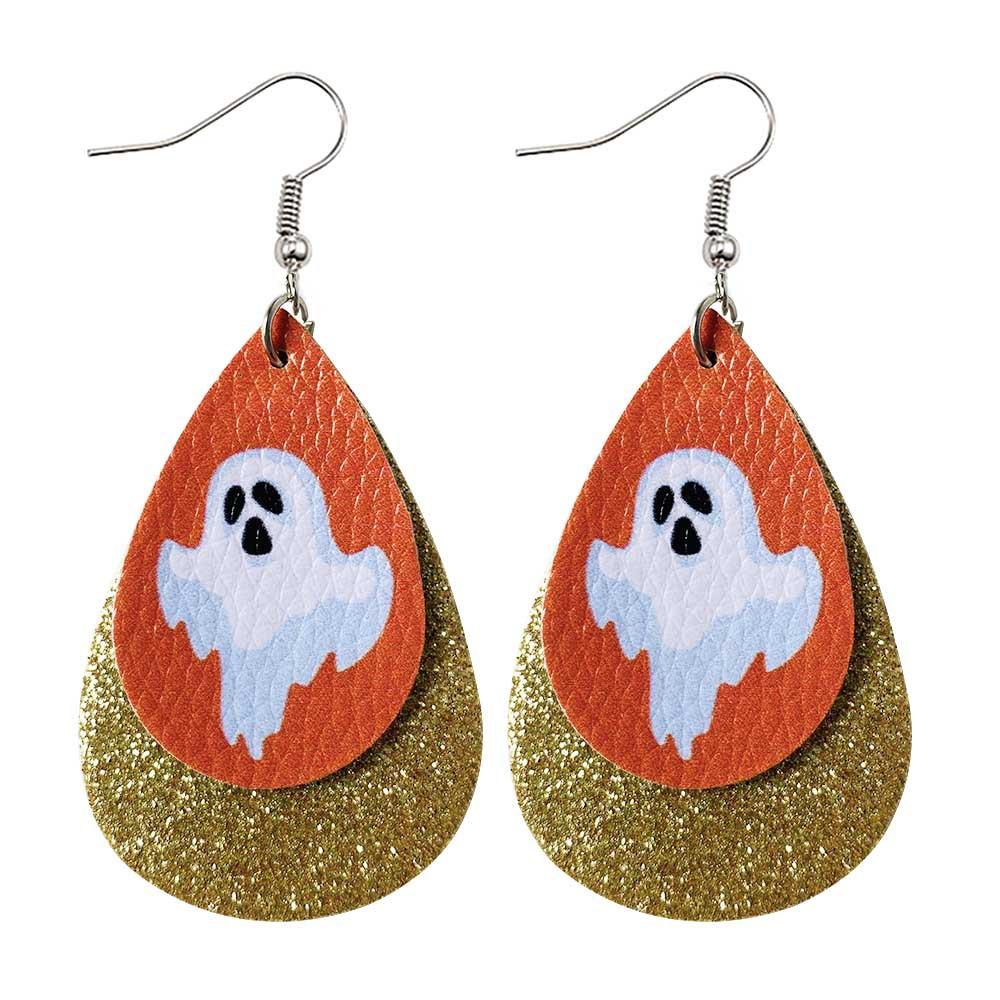 Halloween Water-drop Shaped Pu Leather Earrings