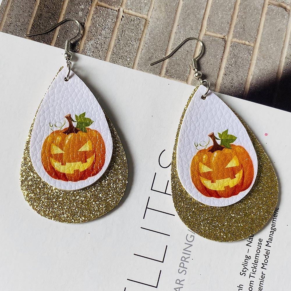Halloween Water-drop Shaped Pu Leather Earrings