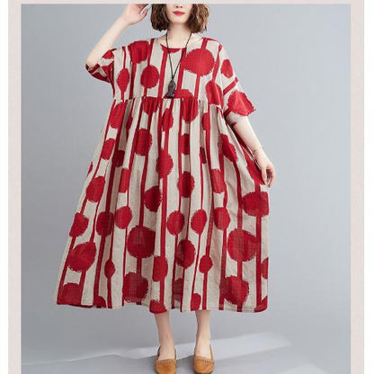 Summer Plus Sizes Floral Print Cozy Dresses-STYLEGOING