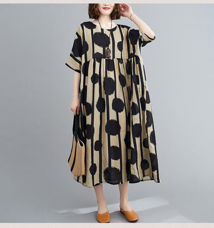 Summer Plus Sizes Floral Print Cozy Dresses-STYLEGOING