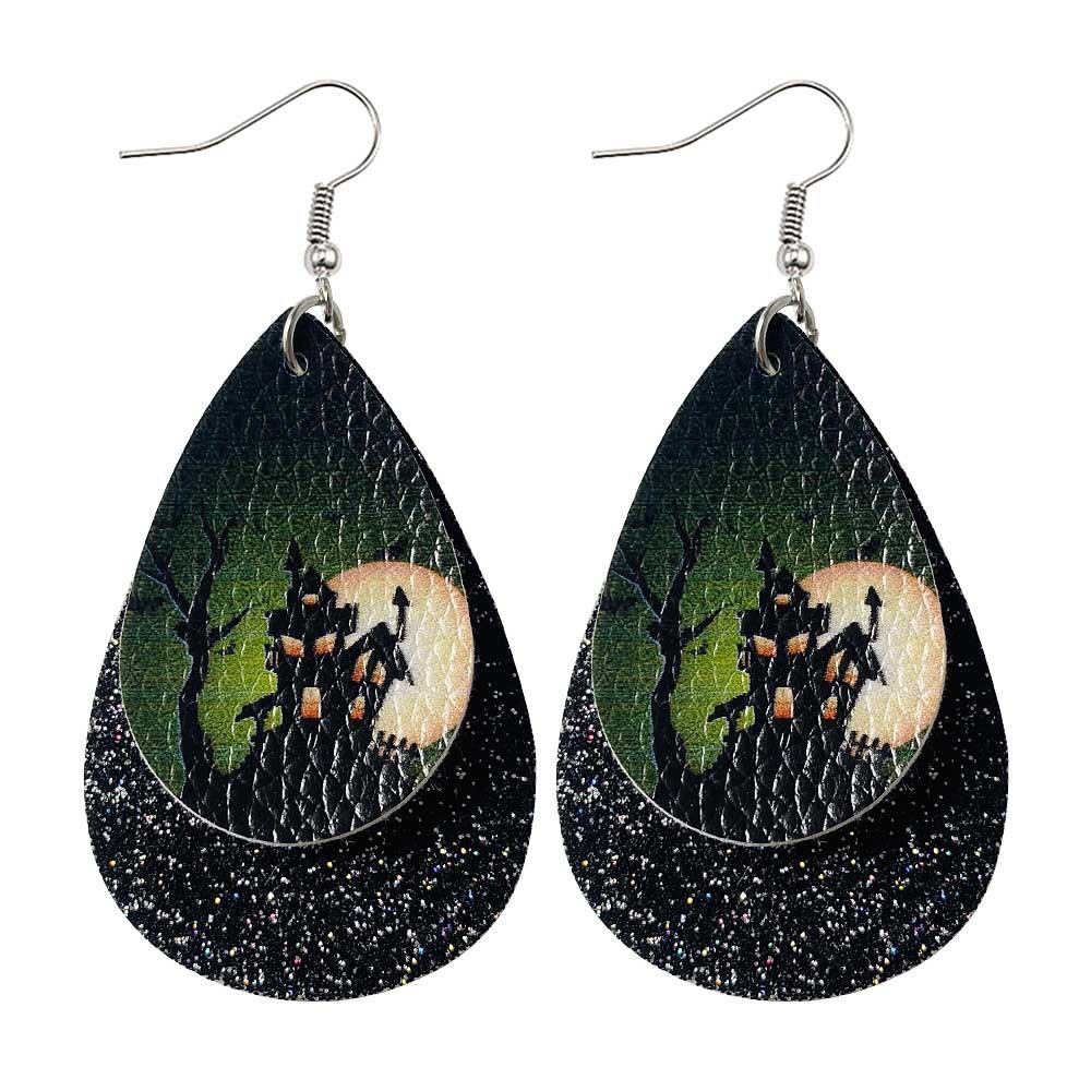 Halloween Water-drop Shaped Pu Leather Earrings