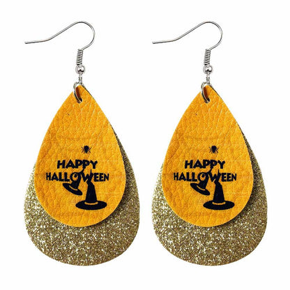Halloween Water-drop Shaped Pu Leather Earrings