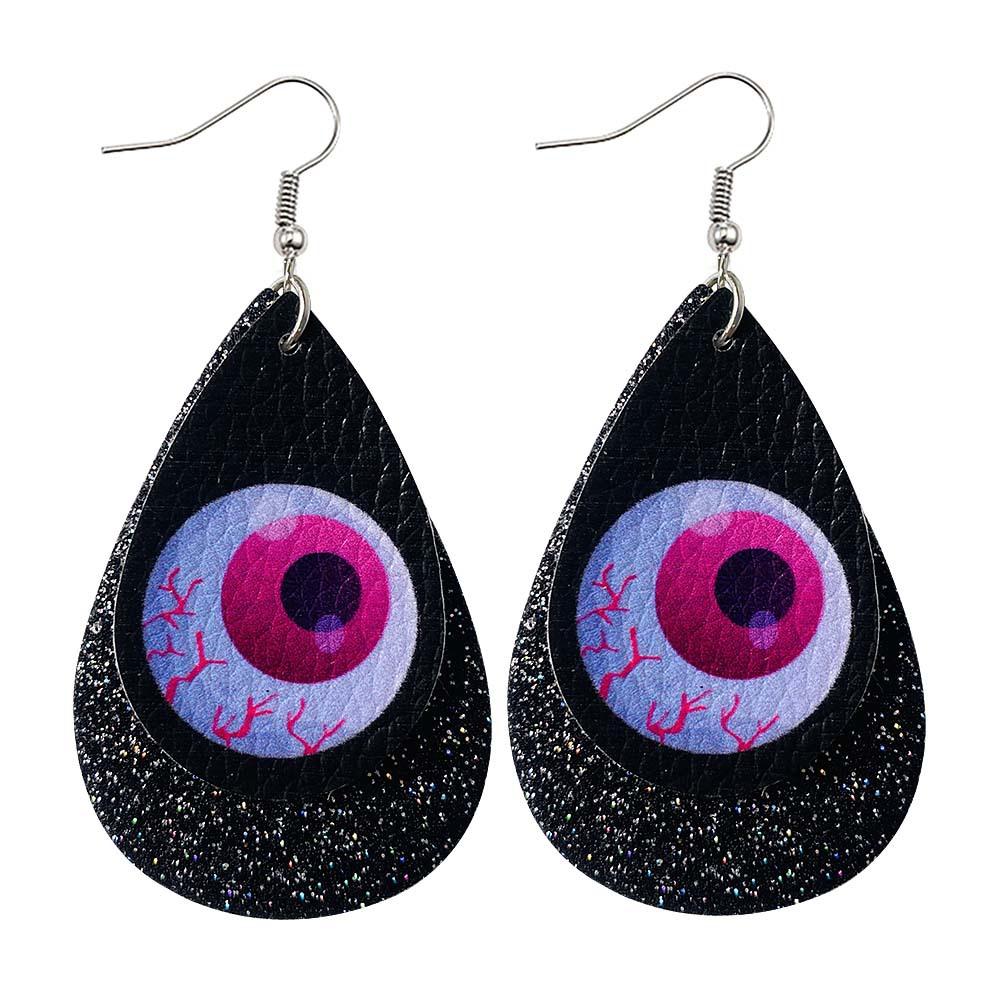 Halloween Water-drop Shaped Pu Leather Earrings