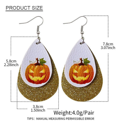 Halloween Water-drop Shaped Pu Leather Earrings