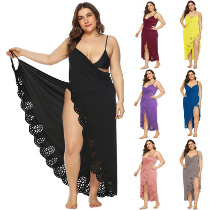 Women Plus Sizes Irregular Long Cover Ups-STYLEGOING
