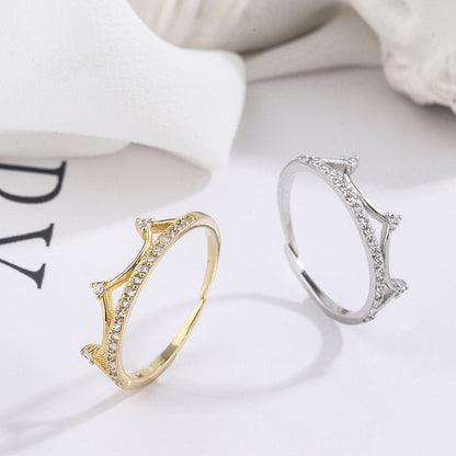 Crown Design Zircon Sterling Silver Rings