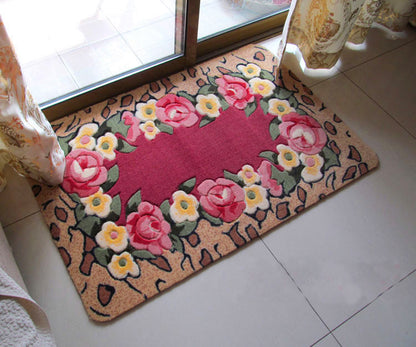 Pastoral Style Flowers Design Cuttable Non Slip Door Mats