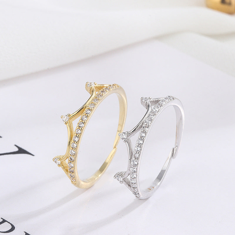 Crown Design Zircon Sterling Silver Rings