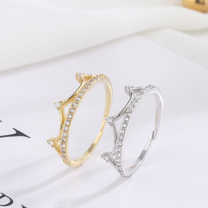 Crown Design Zircon Sterling Silver Rings
