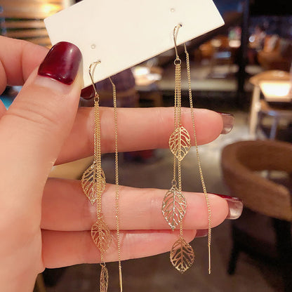 Fashion Leaf Designed Tassels Dangle Tramline for Women