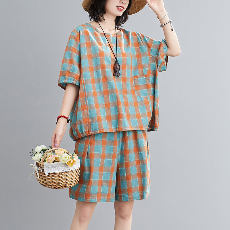 Summer Short Sleeves T Shirts and Shorts Women Suits