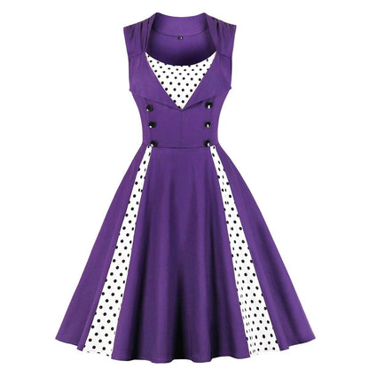 Women Vintage Sleeveless Midi Length Dresses-STYLEGOING