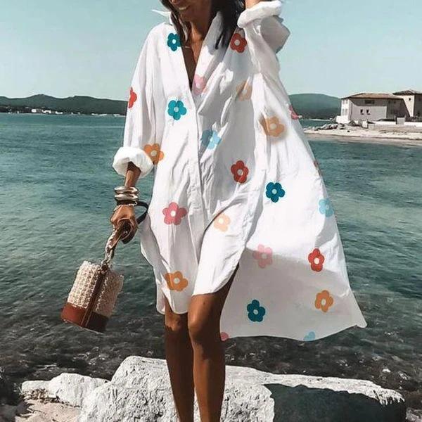 Summer Classy Beach Loose Shirt Dresses-STYLEGOING
