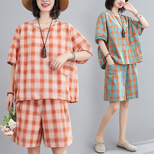 Summer Short Sleeves T Shirts and Shorts Women Suits