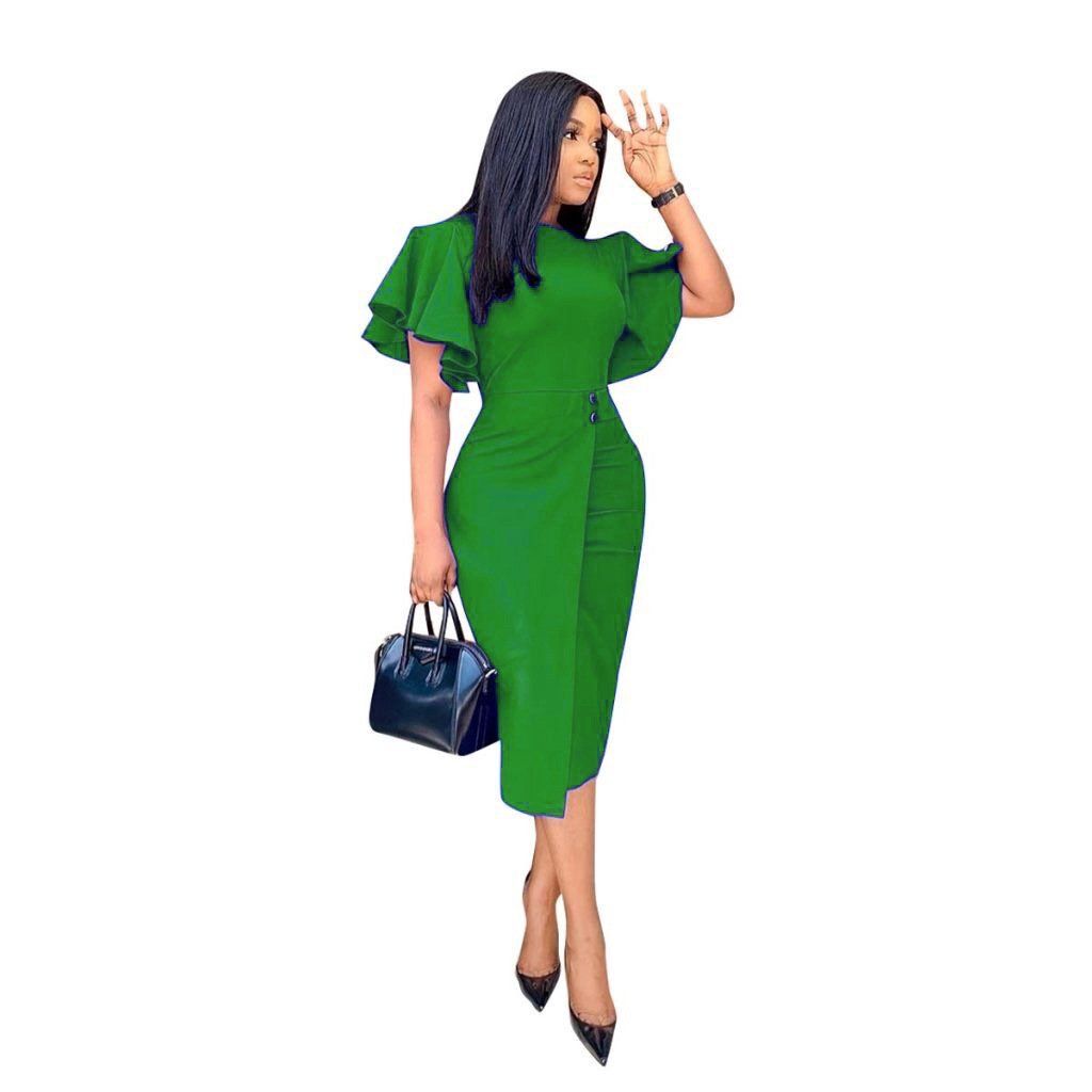 Women Plus Sizes Round Neck Sexy Bodycon Dresses-STYLEGOING