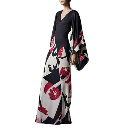 Elegant Luxury V Neck Long Fall Dresses-STYLEGOING