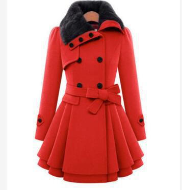Women Plus Sizes Winter Warm Thicken Overcots with Belt