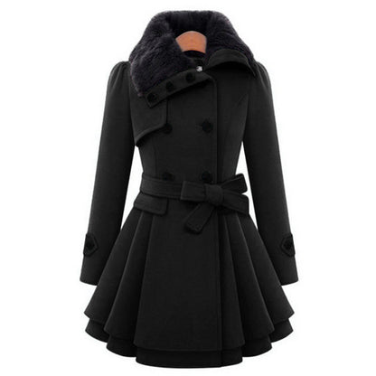 Women Plus Sizes Winter Warm Thicken Overcots with Belt