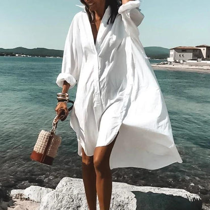 Summer Classy Beach Loose Shirt Dresses-STYLEGOING