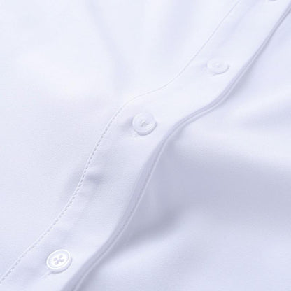 White Long Sleeves Stand Collar Women Shirts-White-One Size-Free Shipping at meselling99