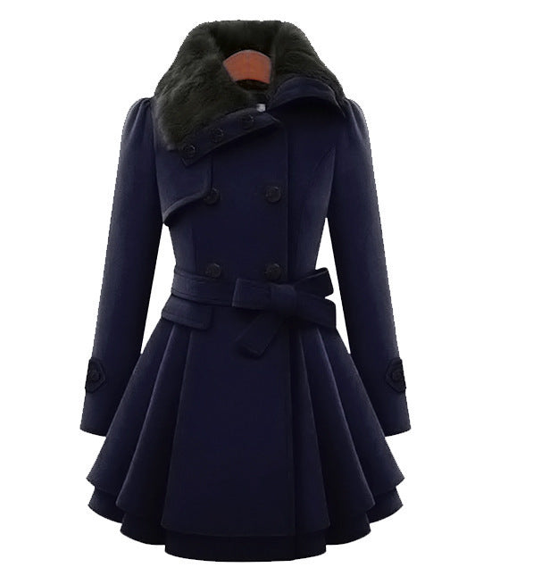 Women Plus Sizes Winter Warm Thicken Overcots with Belt