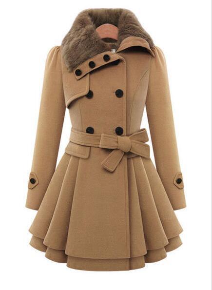 Women Plus Sizes Winter Warm Thicken Overcots with Belt