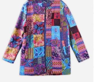 Vintage Cotton Linen Print Plus Size Women Cardigan Coat--Free Shipping at meselling99