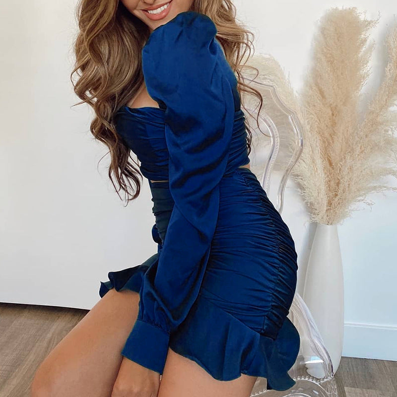 Sexy Ruffled High Waist Short Tops & Skirts for Women
