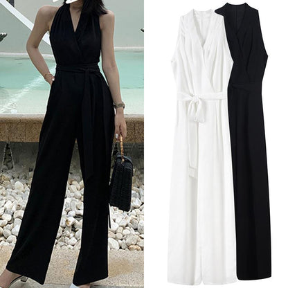 Classy V Neck Sleeveless Halter Women Jumsuits-STYLEGOING