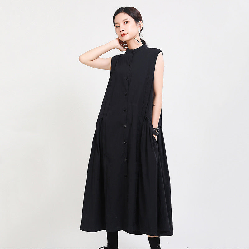 Elegant High Neck Linen Sleeves Women Long Dresses