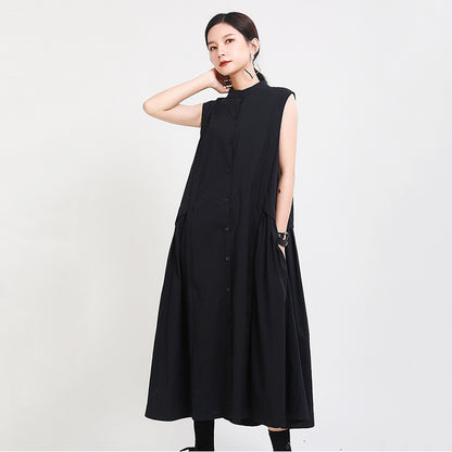 Elegant High Neck Linen Sleeves Women Long Dresses