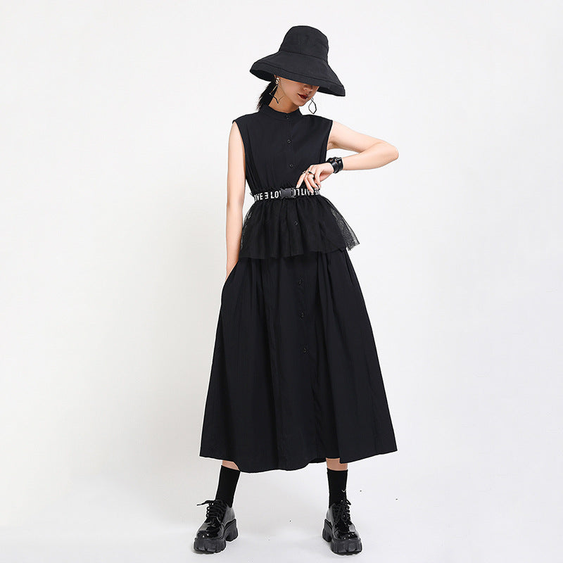 Elegant High Neck Linen Sleeves Women Long Dresses