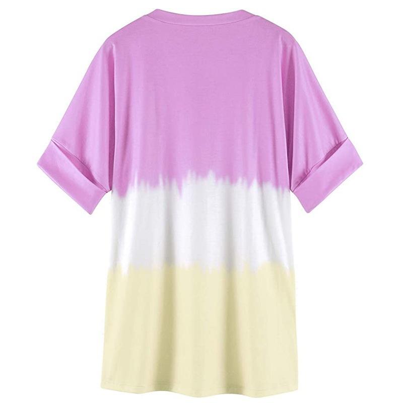 Summer Loose Dyed V Neck T Shirts-STYLEGOING