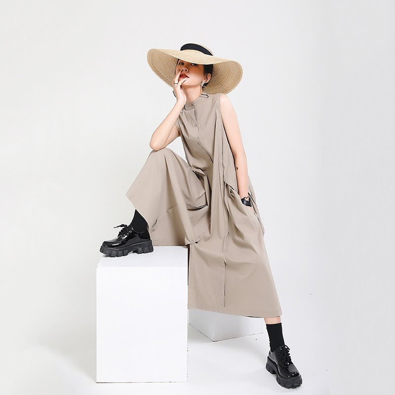 Elegant High Neck Linen Sleeves Women Long Dresses