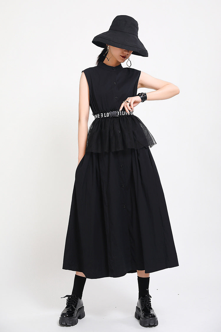 Elegant High Neck Linen Sleeves Women Long Dresses