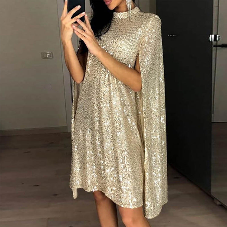 Sexy Stand Collar Sequined Party Dresses