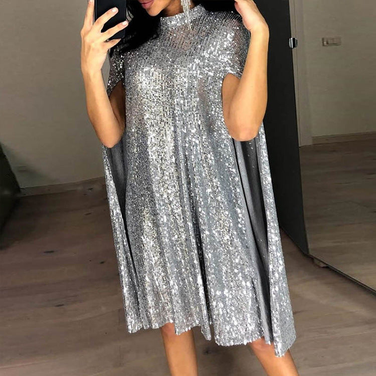 Sexy Stand Collar Sequined Party Dresses