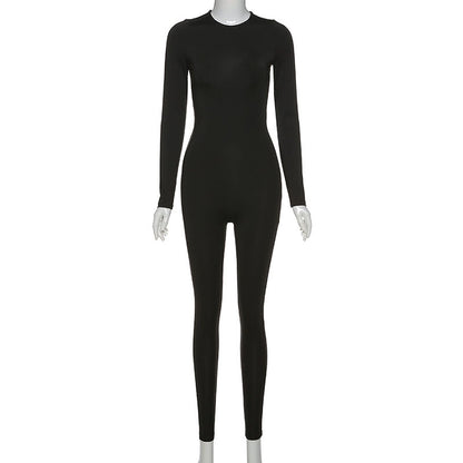 Sexy High Waist Long Sleeves Yoga Sporting Jumpsuits