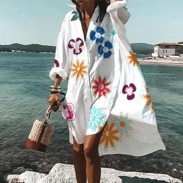 Summer Classy Beach Loose Shirt Dresses-STYLEGOING
