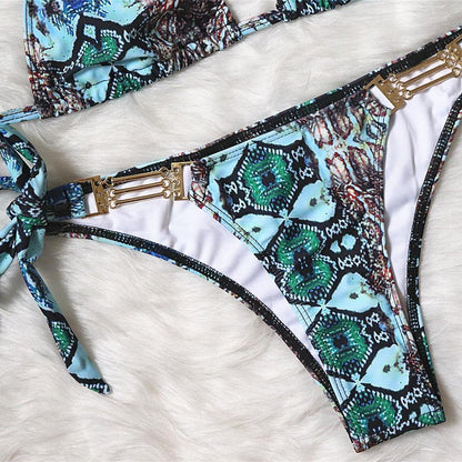 Sanke Print Backless Sexy Summer Beach Swimwear-STYLEGOING