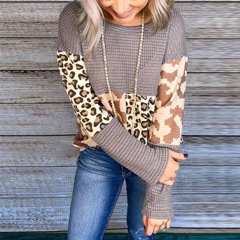 Women Leopard Print Long Sleeves Sweaters-STYLEGOING