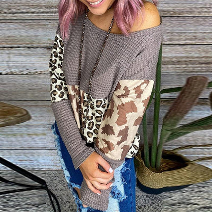 Women Leopard Print Long Sleeves Sweaters-STYLEGOING